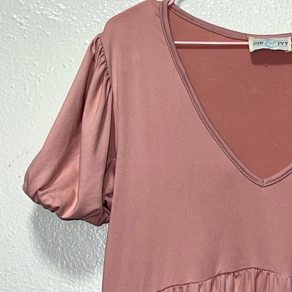 Jun & Ivy Short Sleeve Babydoll Mini Dress Blush Pink Women’s Size Medium Soft - Picture 4 of 8